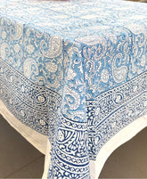 Blue Paisley ka Gulistaan Hand Block Rectangle Table Cover /Cloth